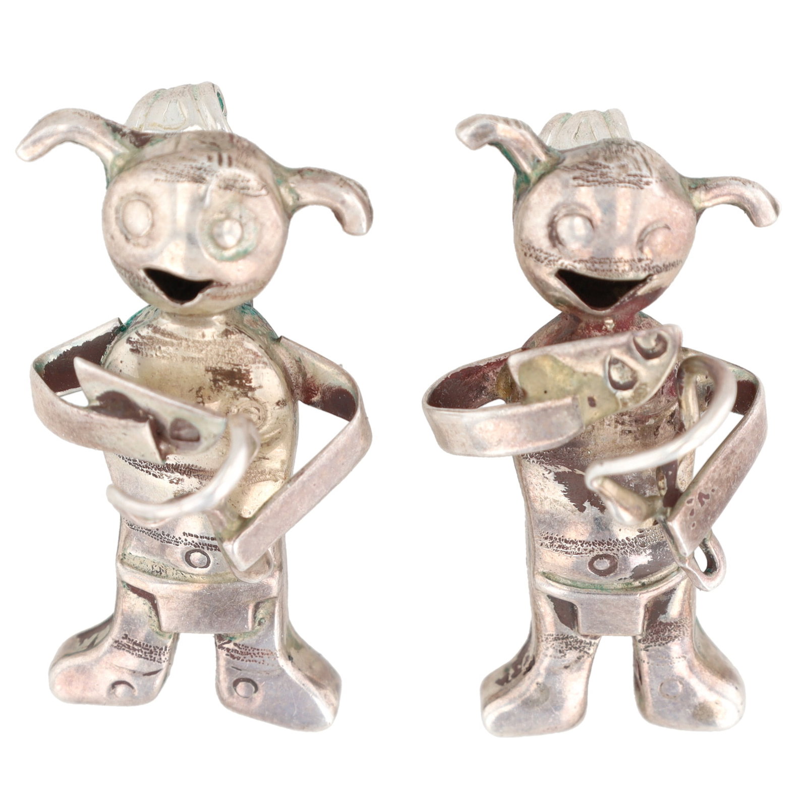 Vintage Navajo Plain Silver Mud Face Kachina Earrings (1 of 3)