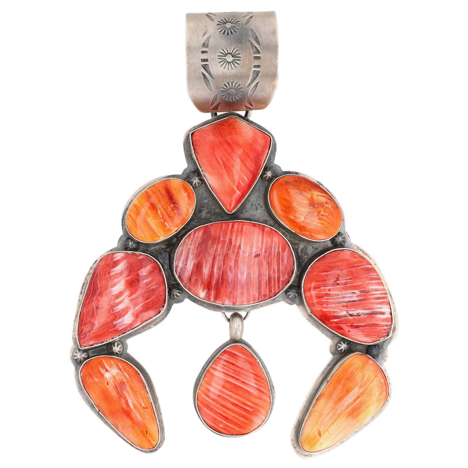 HUGE Sterling Sandra Nez Navajo Spiny Oyster Naja Pendant (1 of 3)