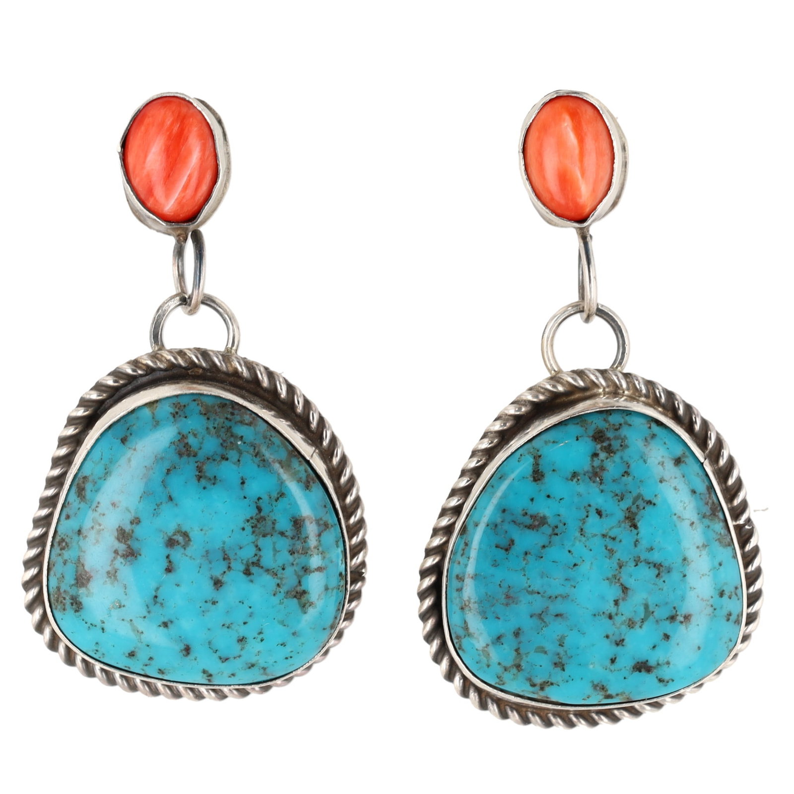 Tia Long Navajo Sterling Multi-Stone Dangle Stud Earrings: Tia Long Navajo Sterling Multi-Stone Dangle Stud Earrings 15g-Spiny Oyster, Turquoise