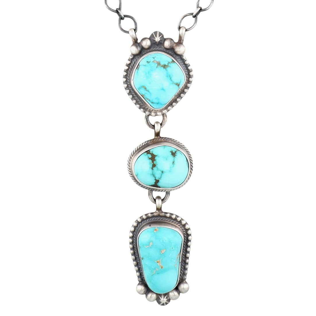 Sheryl Martinez Navajo Sterling Kingman Turquoise Lariat Necklace (1 of 6)