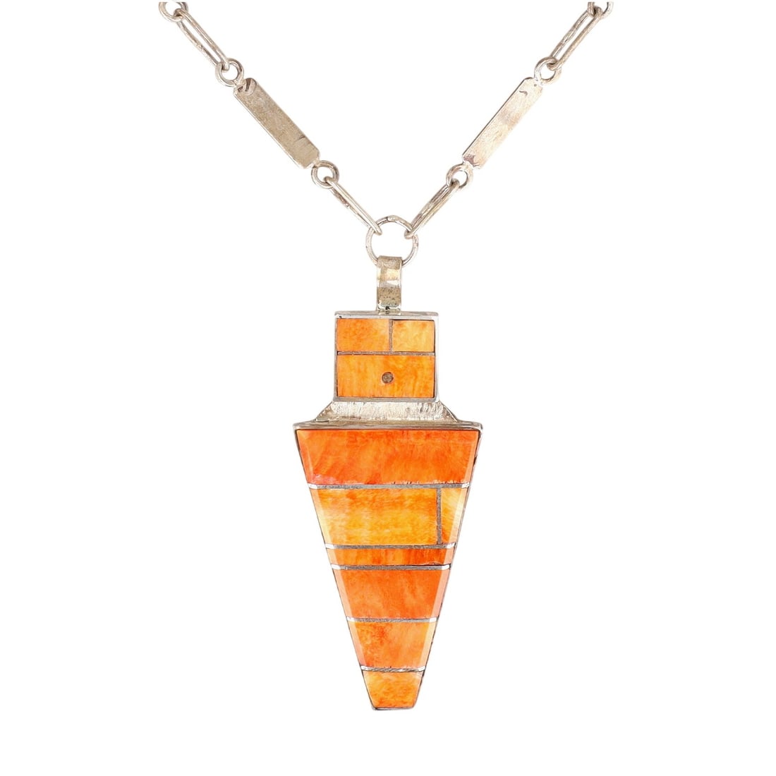 Harold Smith Navajo Sterling Spiny Oyster Yei Necklace (1 of 7)