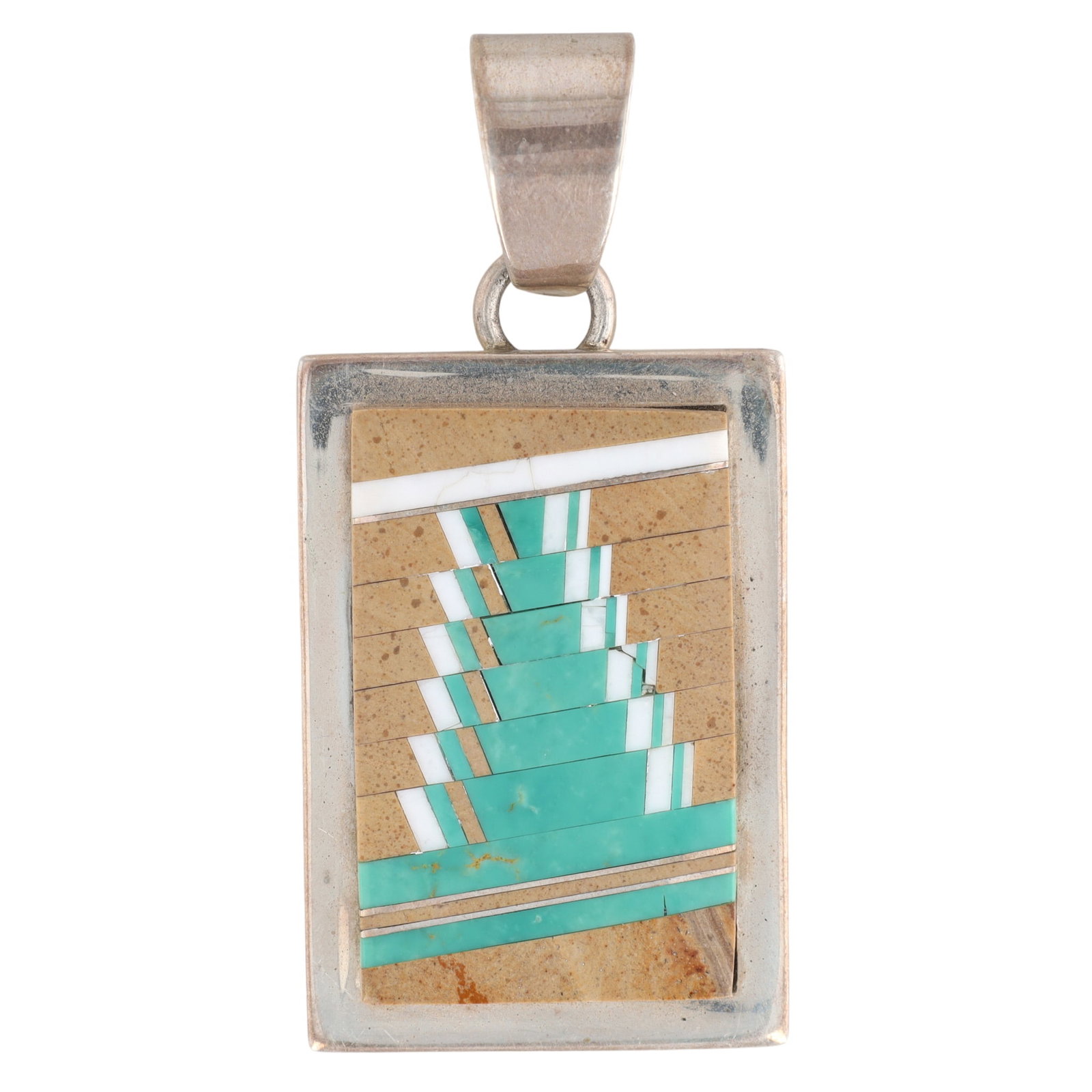 Tommy Jackson Navajo Sterling Multi-Stone Geometric Pendant (1 of 4)