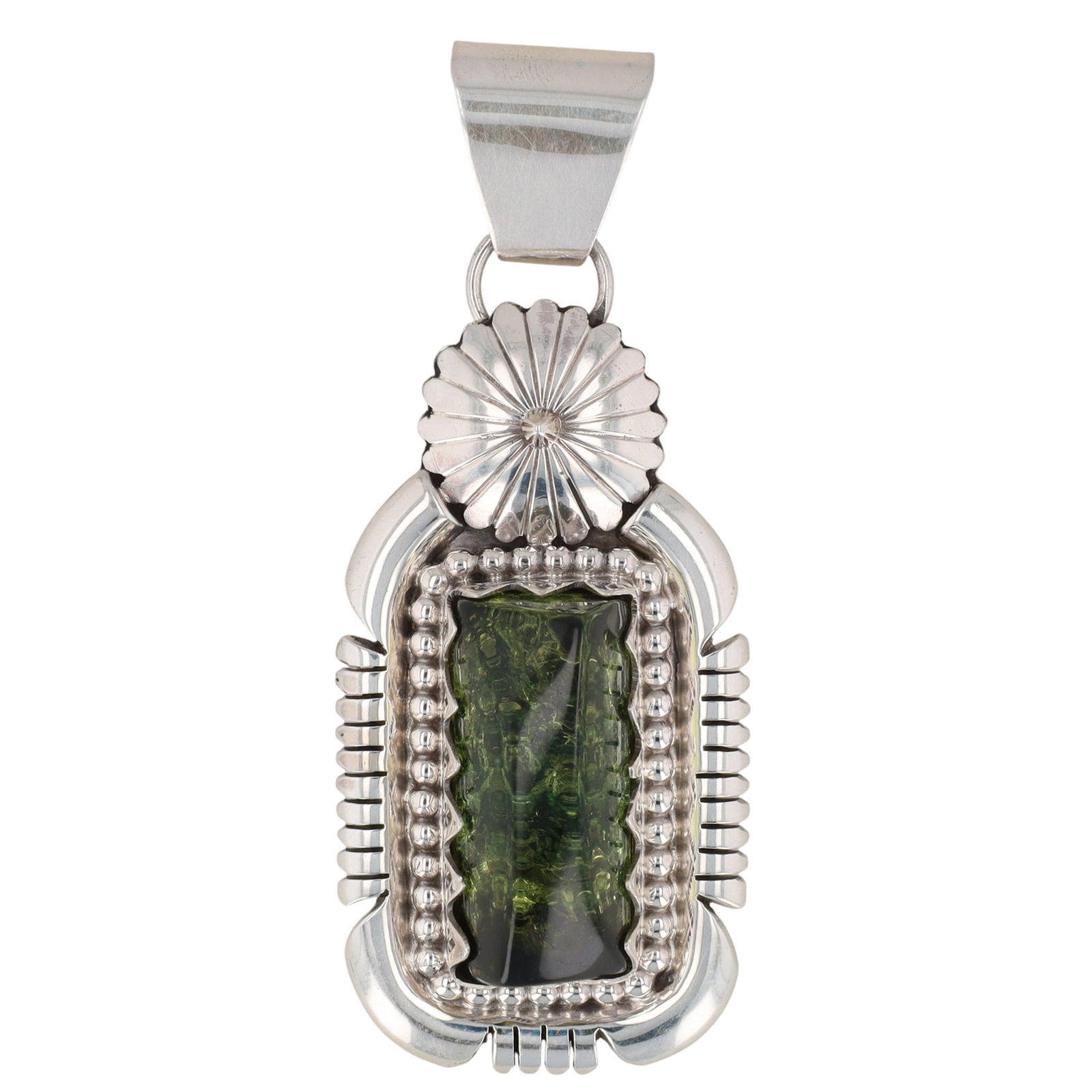 Running Bear Sterling Foilded Green Glass Pendant (1 of 4)