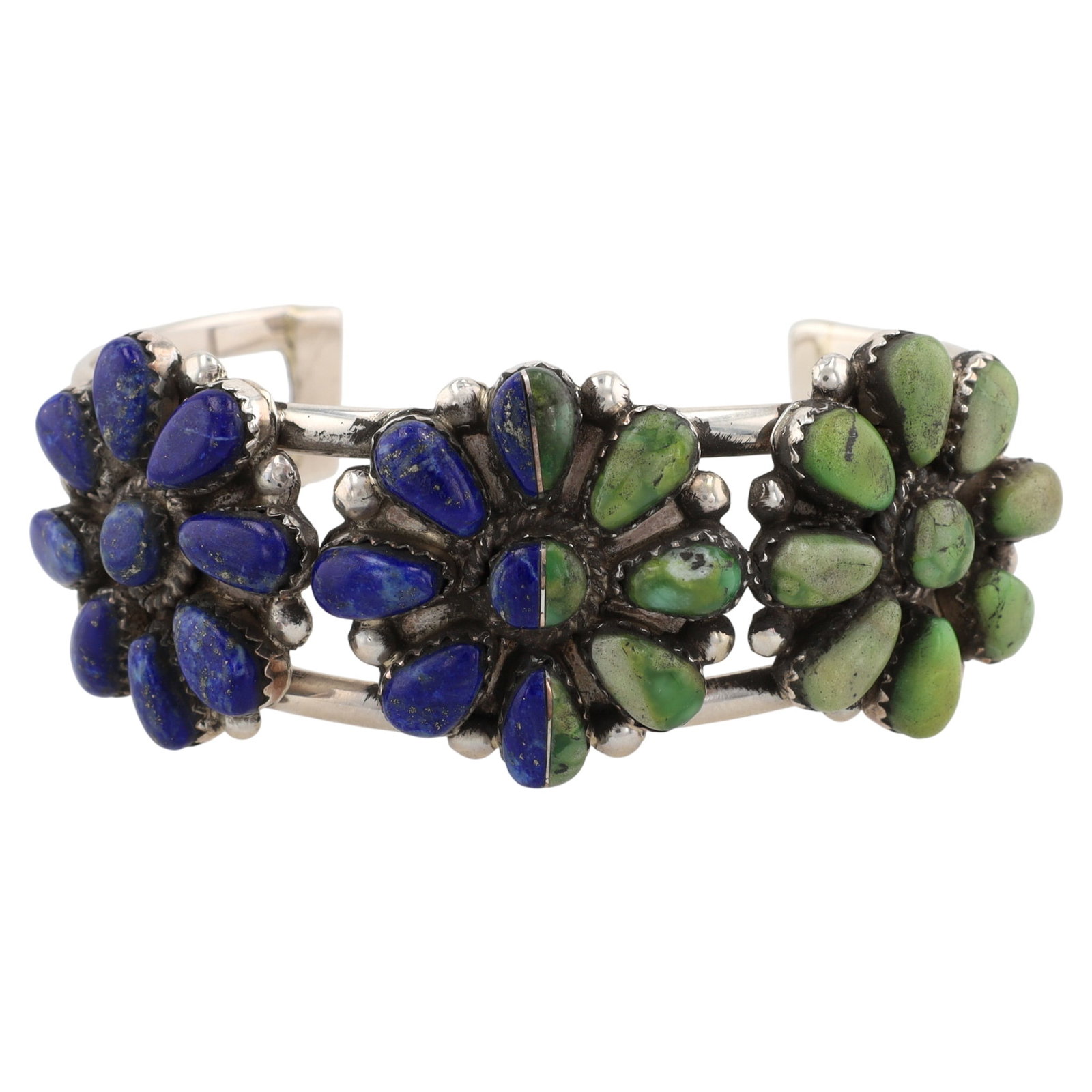Marcella Allapowa Zuni Sterling Multi-Stone Cuff Bracelet (1 of 8)
