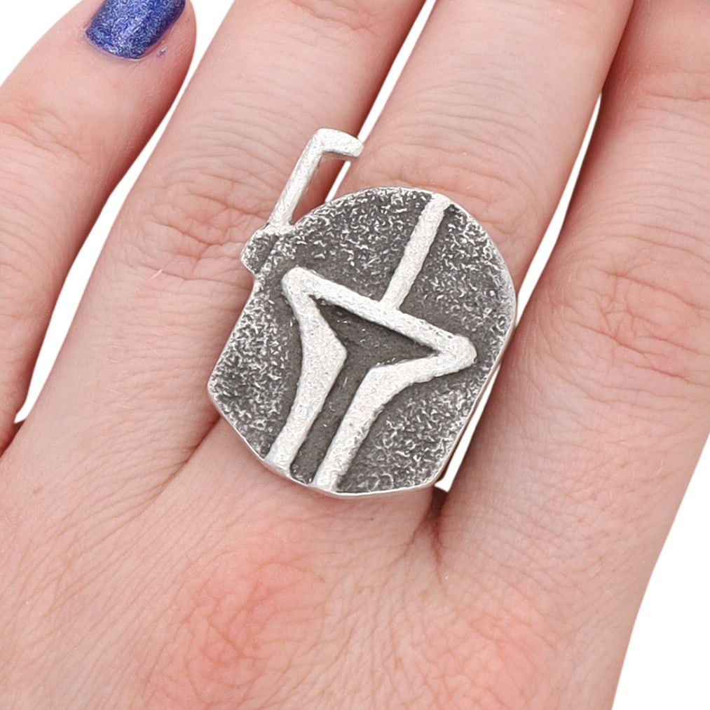 Lee Begay Navajo Tufa Cast Sterling MANDALORIAN Ring Sz 8 (1 of 7)