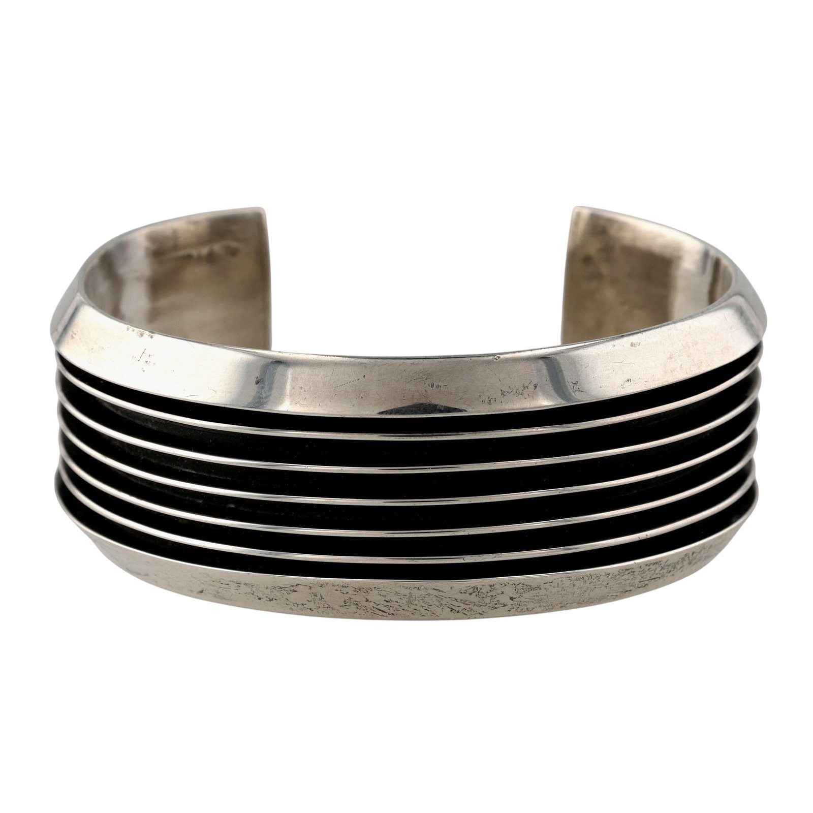 Tom Hawk Navajo Plain Silver Oxidized Channel Cuff Bracelet: Tom Hawk Navajo Plain Sterling Silver Oxidized Channel Cuff Bracelet 57g