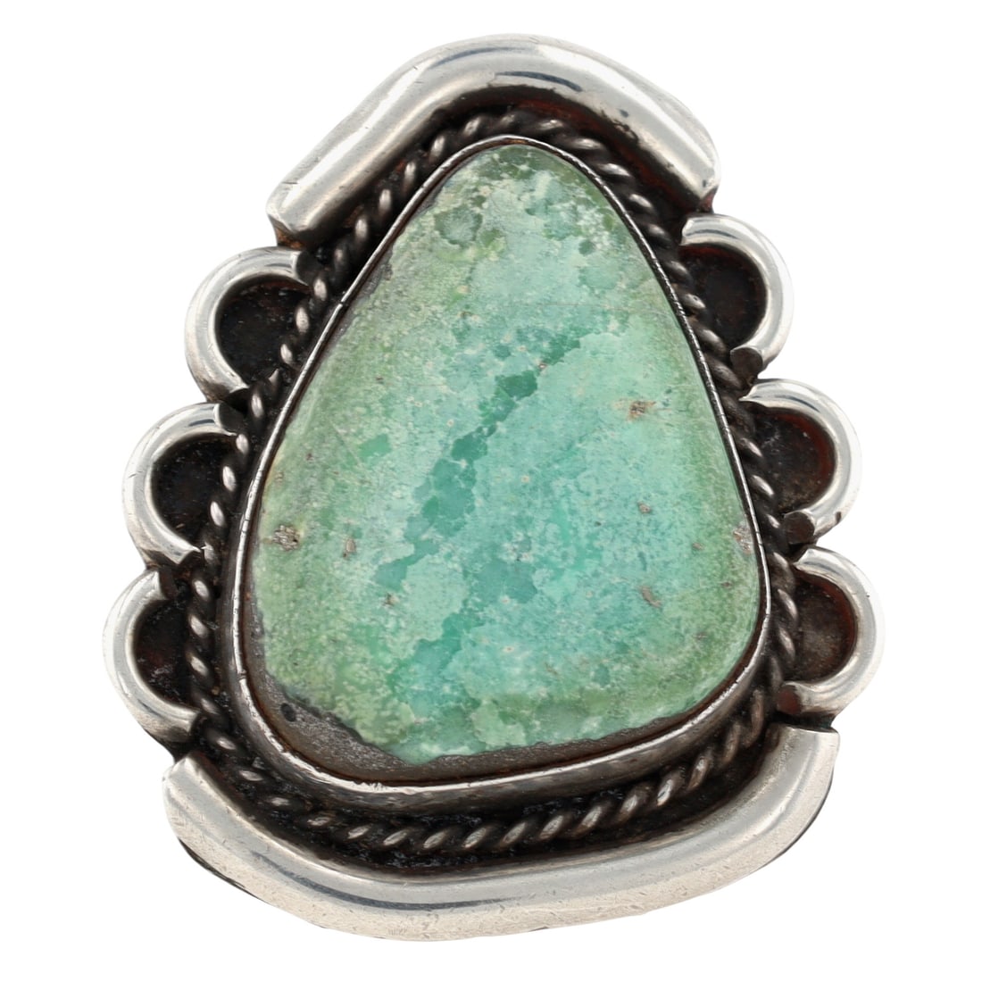 Vintage Navajo Sterling Turquoise Ring Sz 7.5: Vintage Navajo Sterling Turquoise Ring Sz 7.5, 12g
