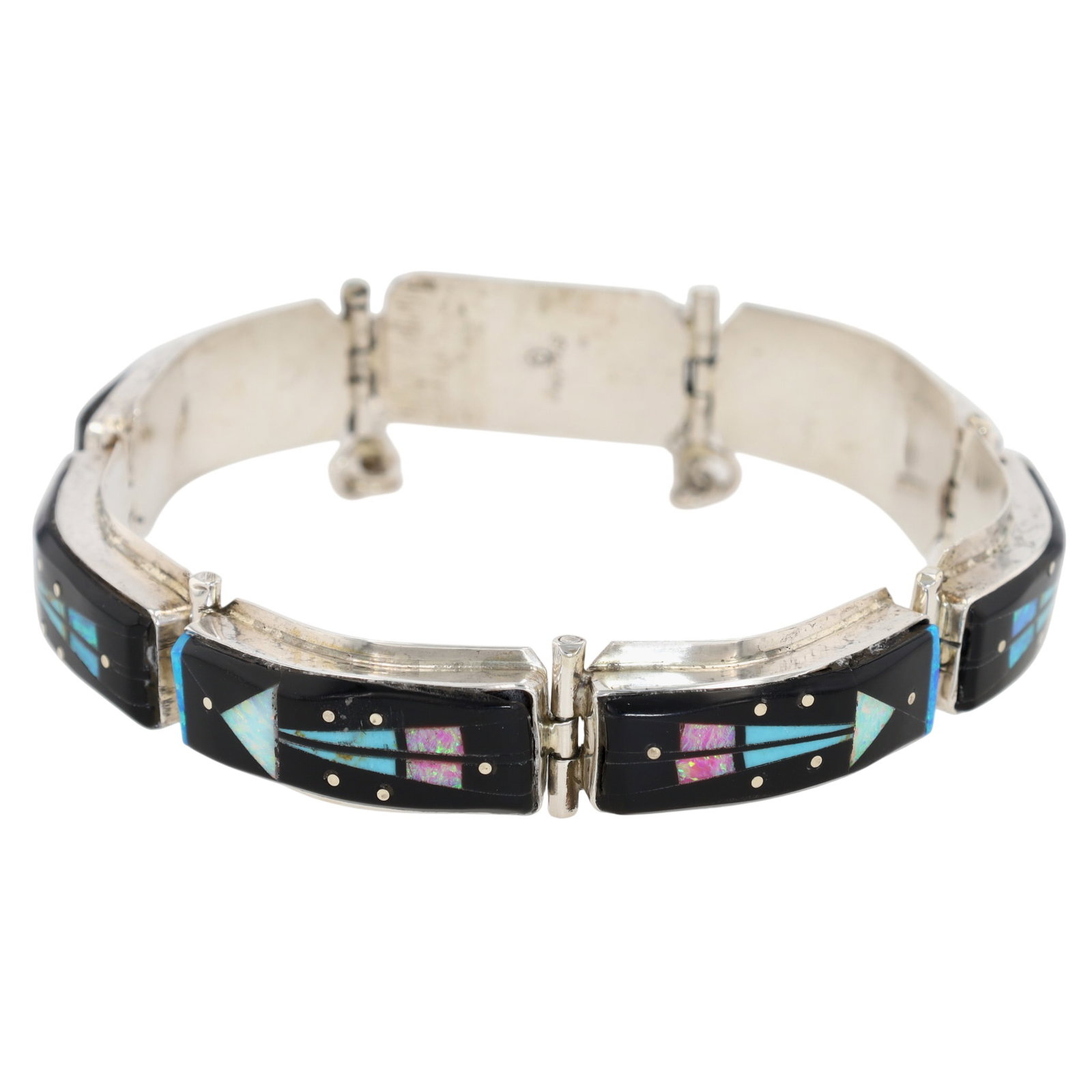 Gilbert Smith Navajo Sterling Multi-Stone Arrow Inlay Bracelet (1 of 8)