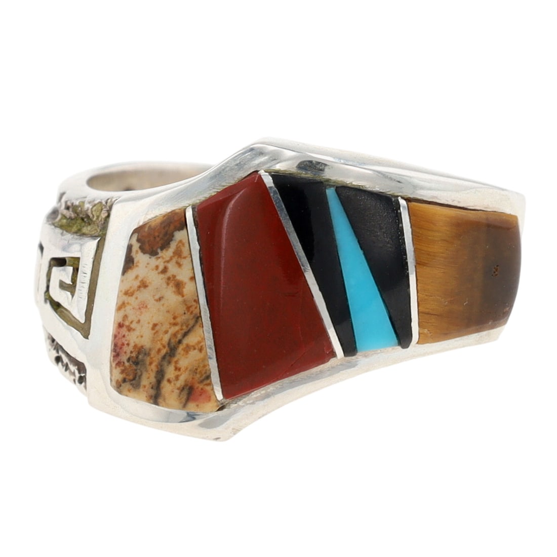 Calvin Begay Navajo Sterling Multi-Stone Inlay Ring Sz 9.75 (1 of 8)