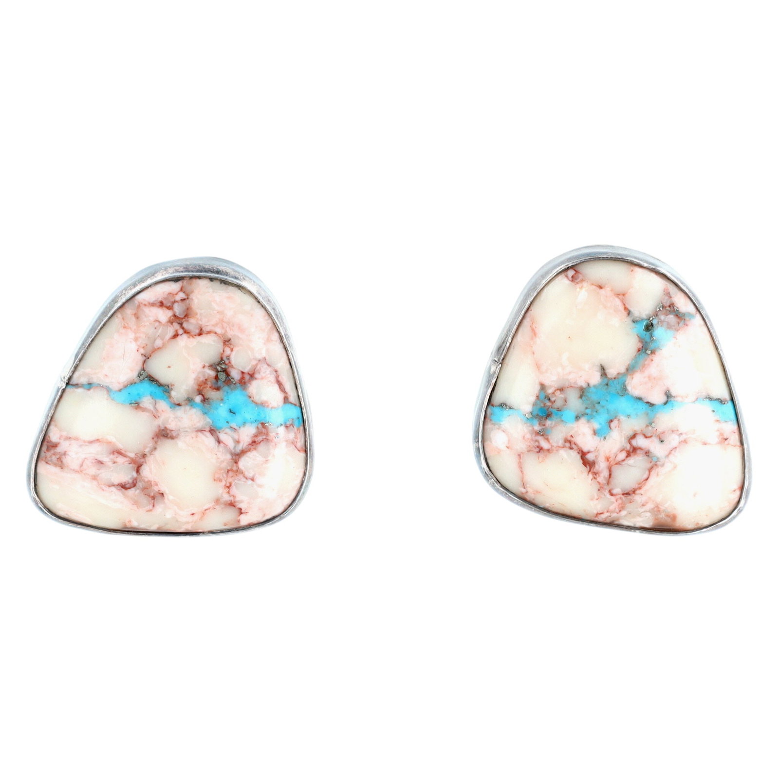 Vintage Navajo Sterling Boulder Turquoise Stud Earrings (1 of 4)