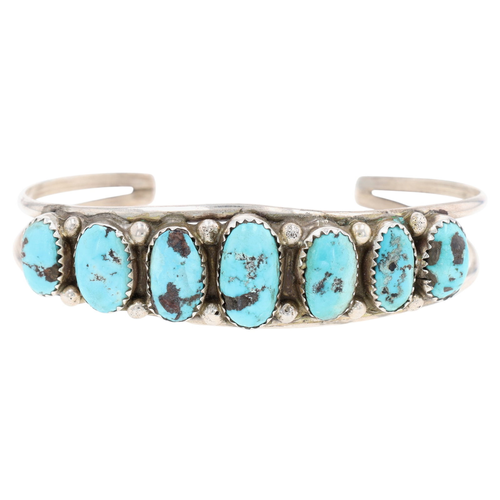 Vintage Navajo Sterling Turquoise Cuff Bracelet (1 of 7)