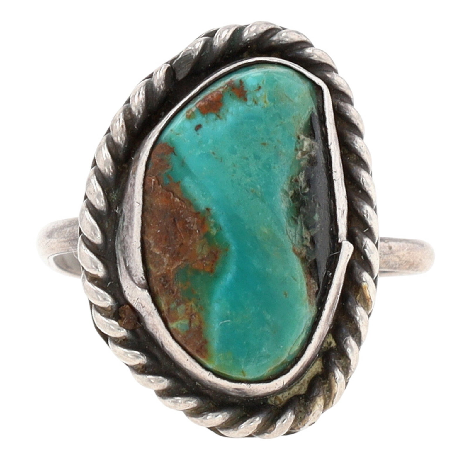 Vintage Navajo Sterling Turquoise Ring Sz 4 (1 of 5)