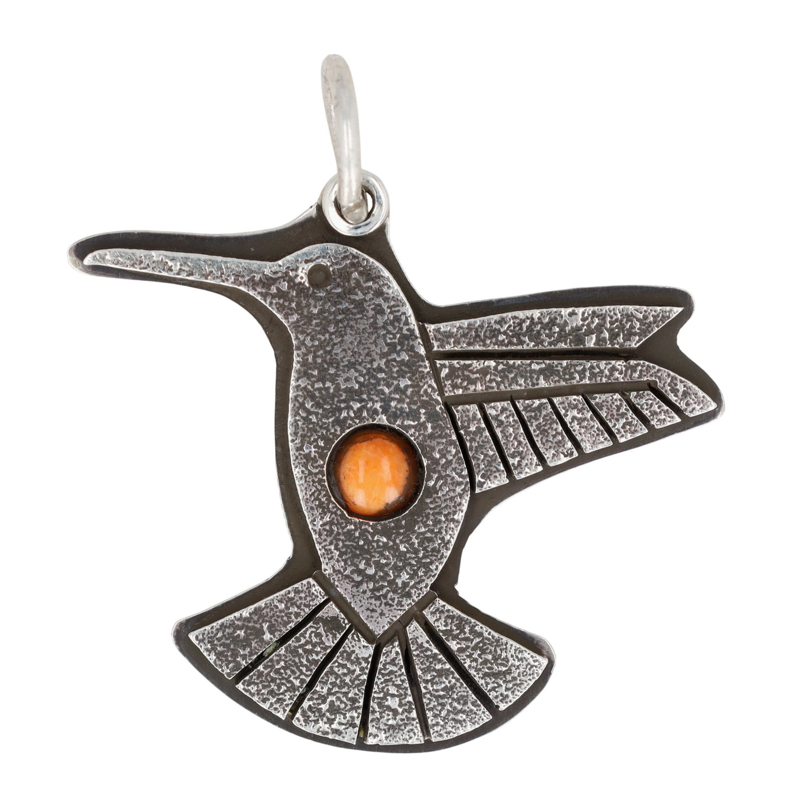 Aaron John Navajo Tufa Cast Sterling Spiny Oyster Hummingbird Pendant (1 of 5)
