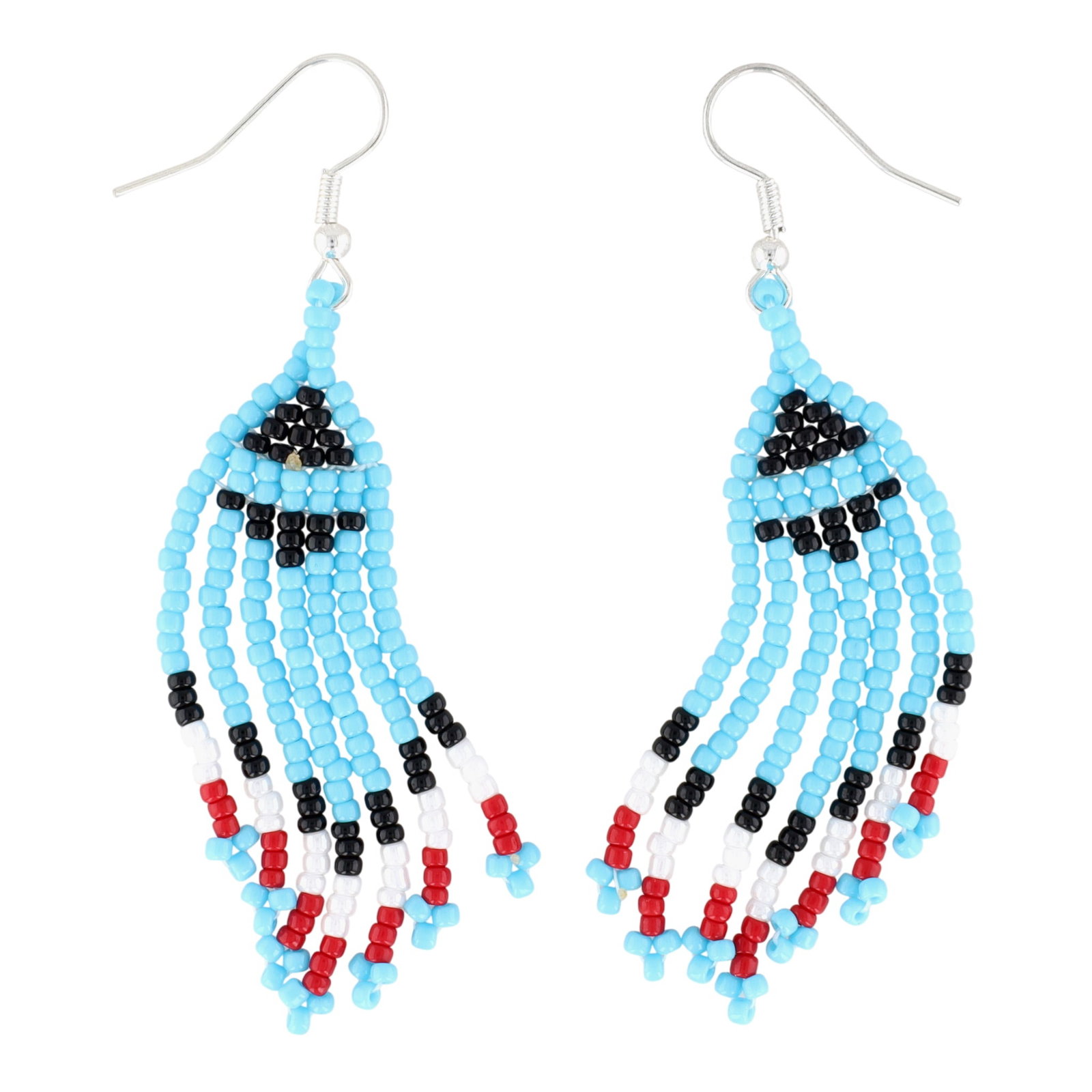 Navajo Sterling Micro Beaded Dangle Earrings: Navajo Sterling Micro Beaded Hook Dangle Earrings 5g-Set with Lot 297