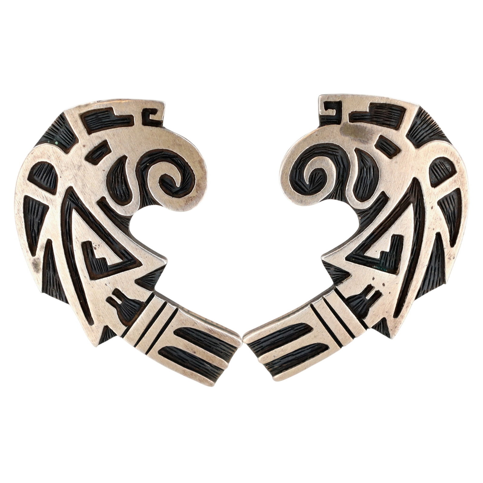 Monte Navasie Hopi Plain Silver Overlay Earrings (1 of 4)