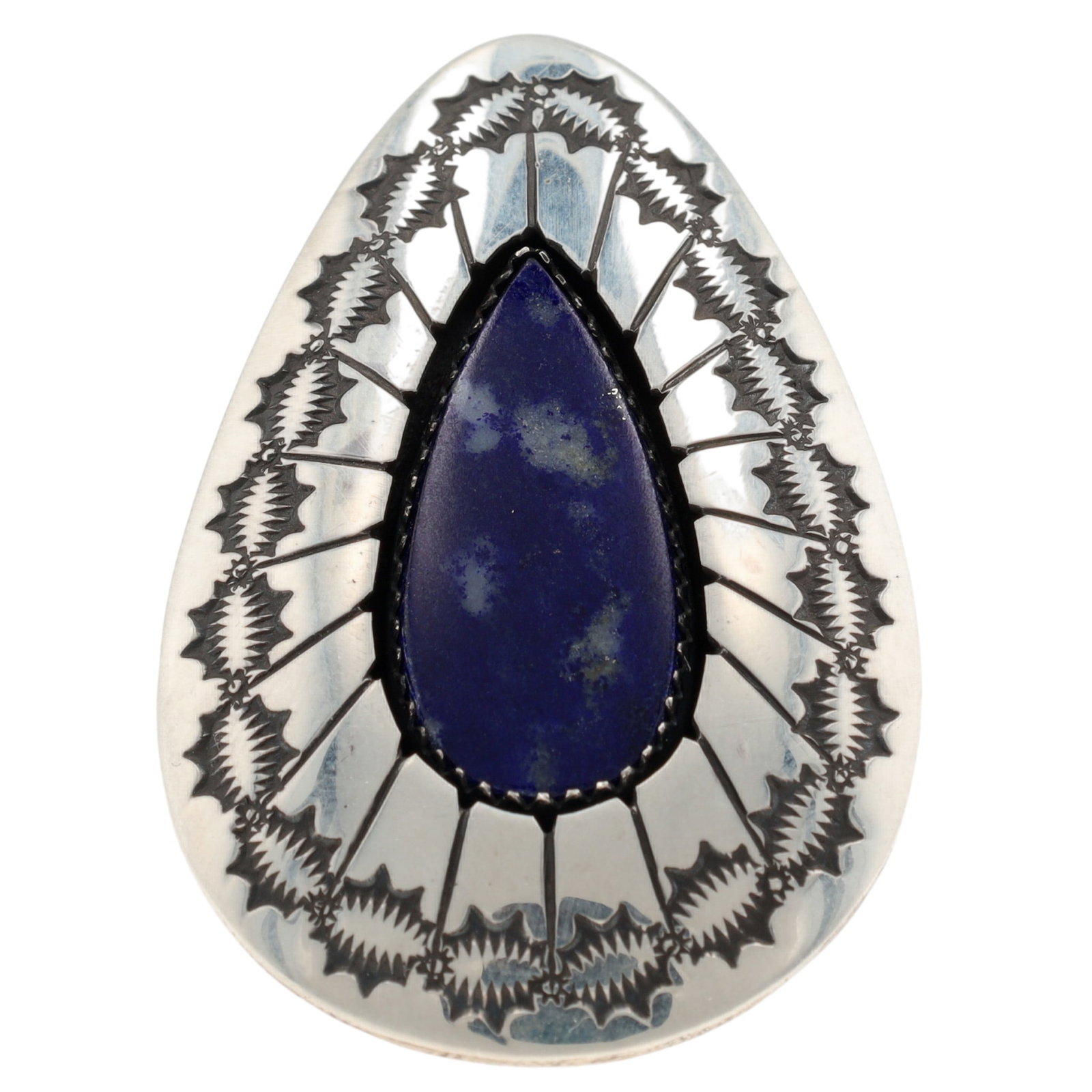Thomas Nez Navajo Sterling Lapis Shadow Box Ring Sz 11.5 (1 of 7)