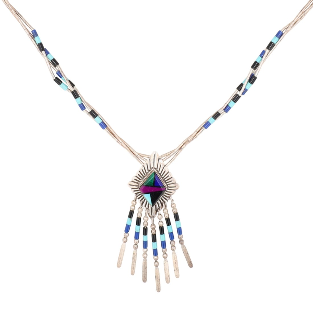 Quoc Trading Post Sterling Multi-Stone Inlay Necklace (1 of 6)