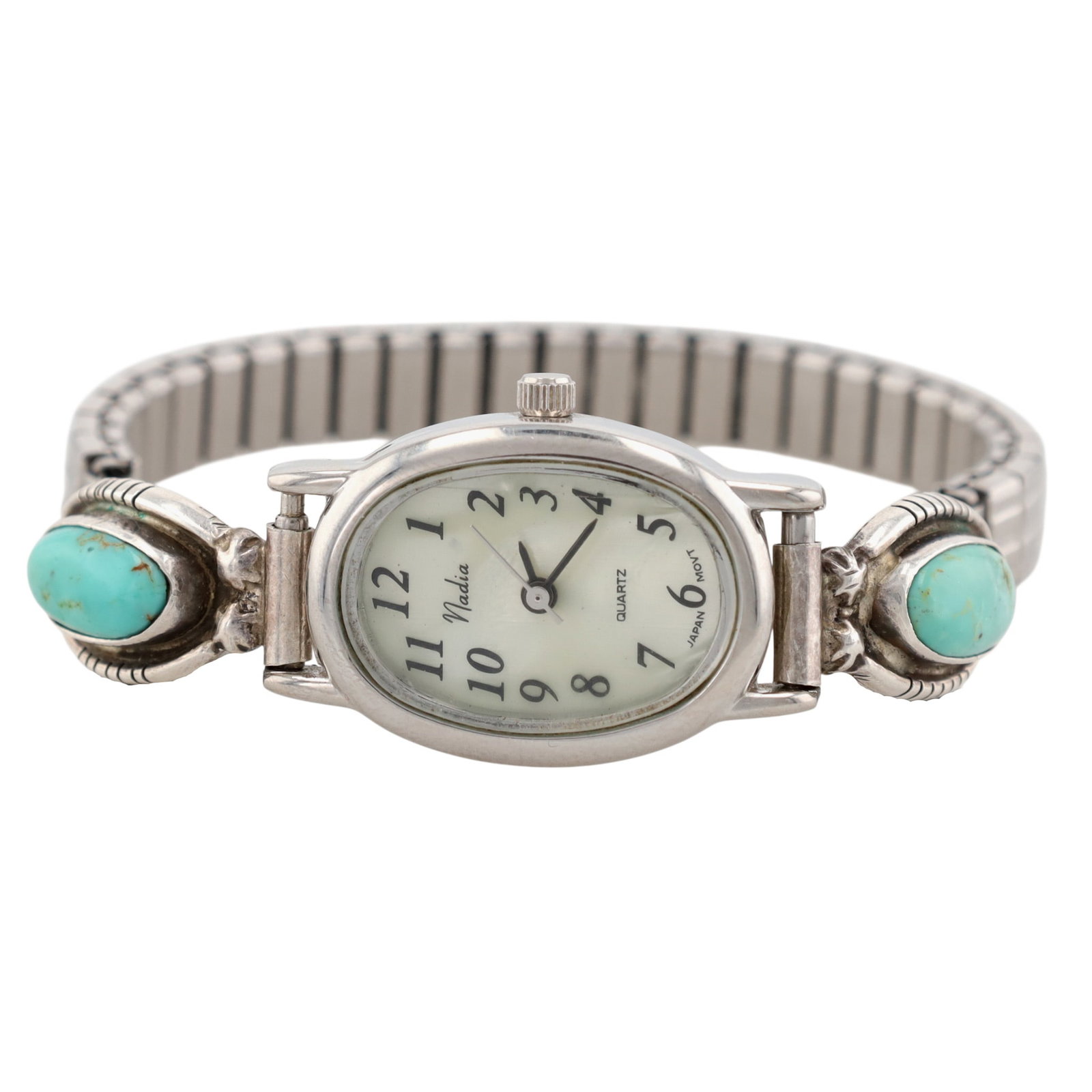 Vintage Navajo Sterling Turquoise Nibs Nadia Watch (1 of 8)