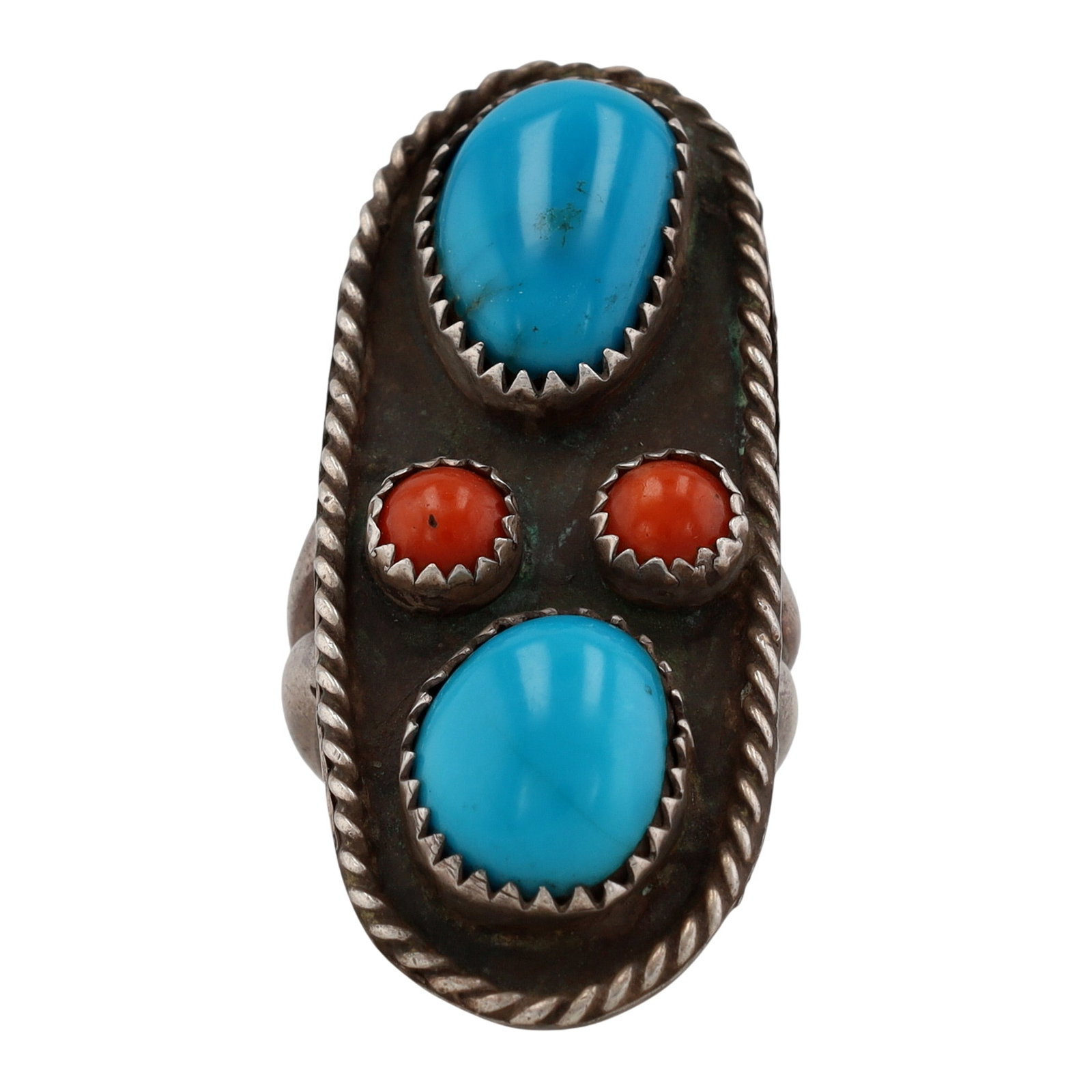 Vintage Navajo Sterling Multi-Stone Ring Sz 5.25 (1 of 5)