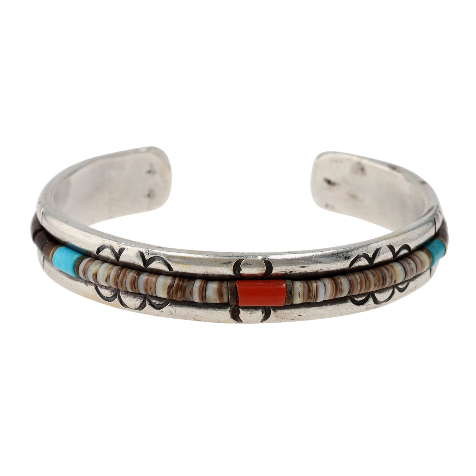 Pete Sierra Navajo Sterling Multi-Stone Heishi Cuff Bracelet (1 of 7)