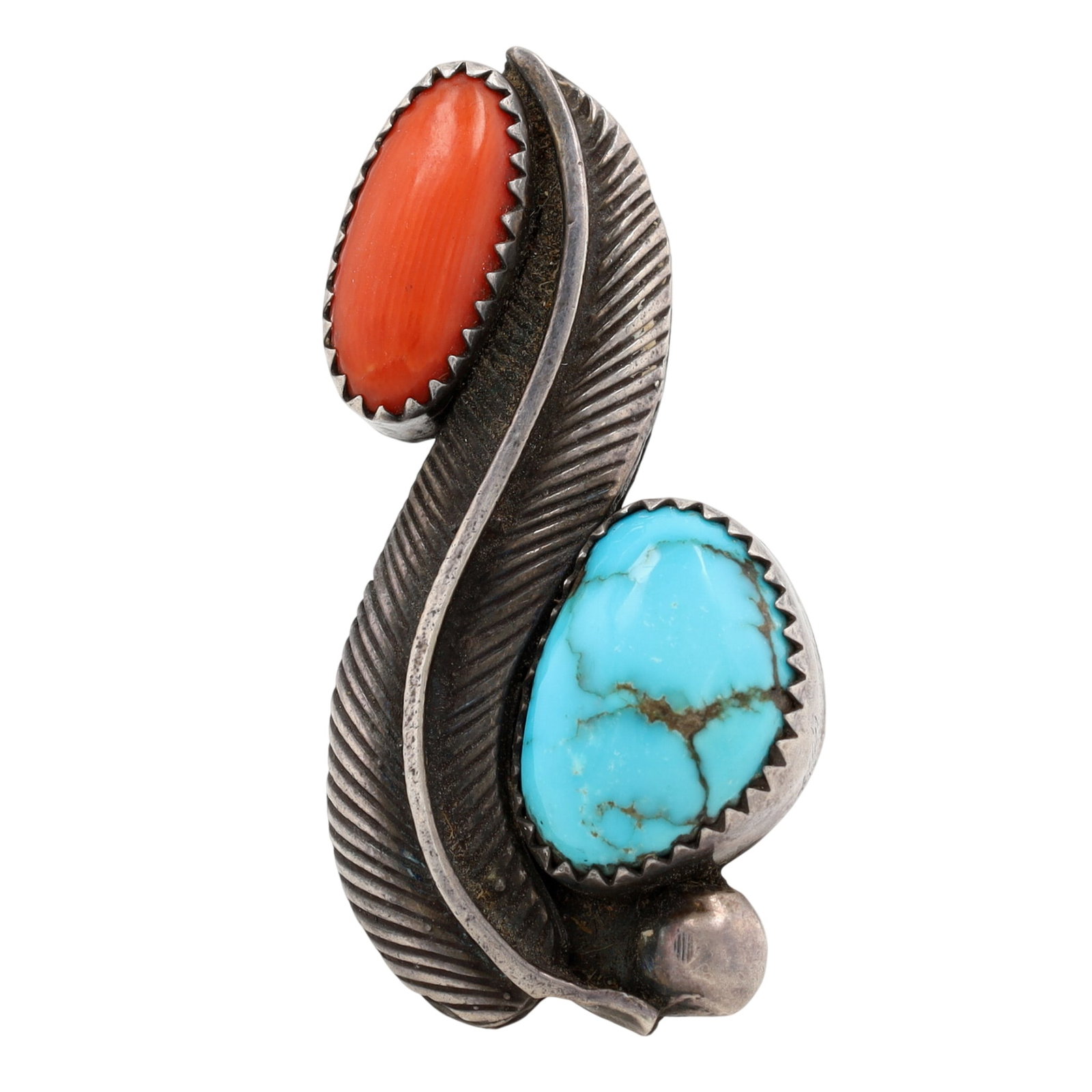 Vintage Navajo Sterling Multi-Stone Leaf Ring Sz 6.5 (1 of 5)