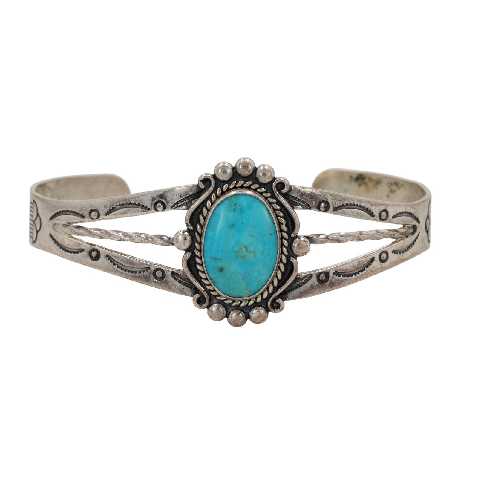 Bell Trading Post Sterling Turquoise Cuff Bracelet (1 of 7)