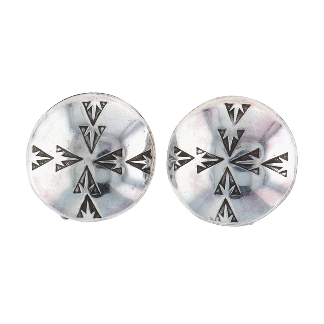 Vintage Navajo Plain Silver Clip On Button Earrings (1 of 3)