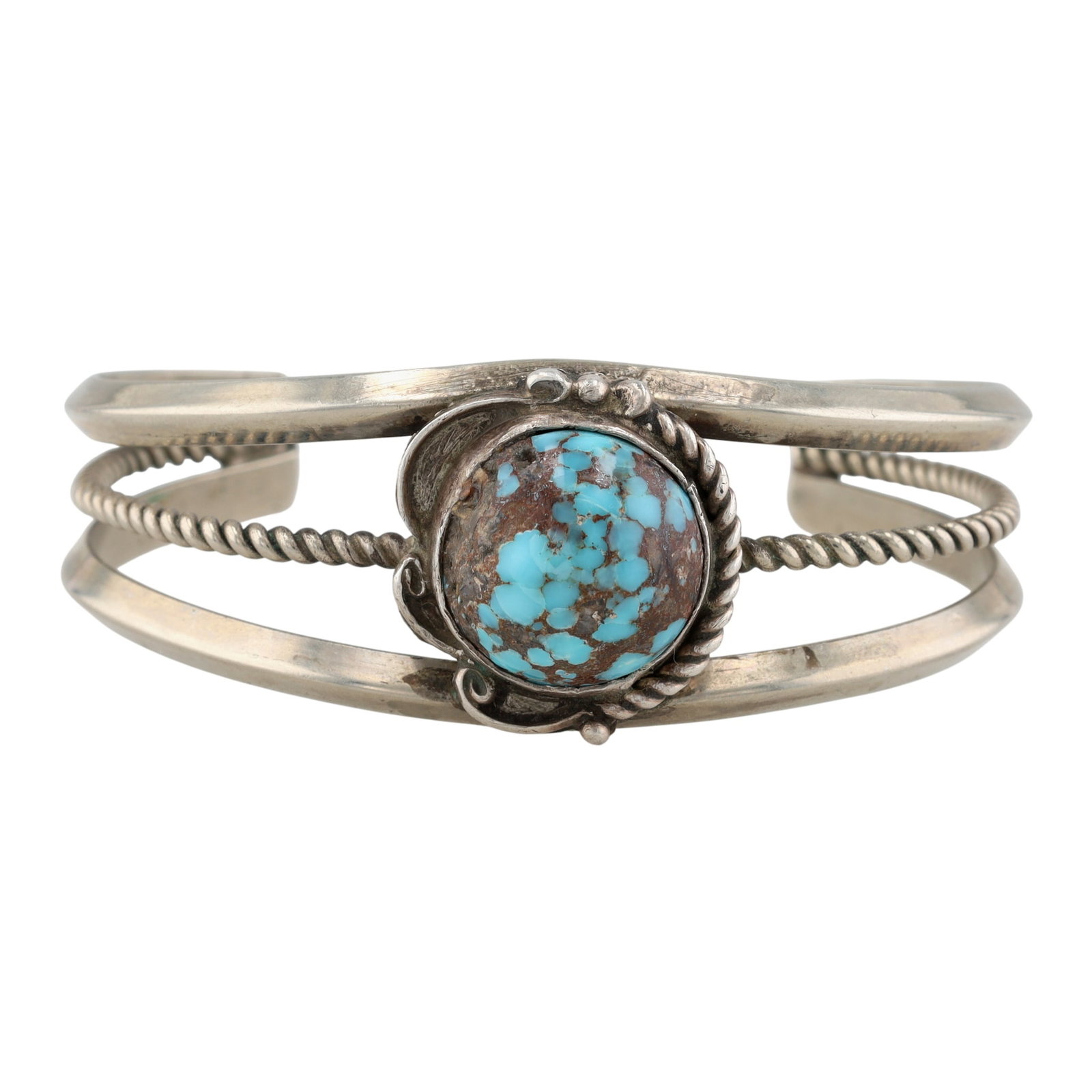 Vintage Navajo Sterling Turquoise Cuff Bracelet: Vintage Navajo Sterling Turquoise Cuff Bracelet 27g