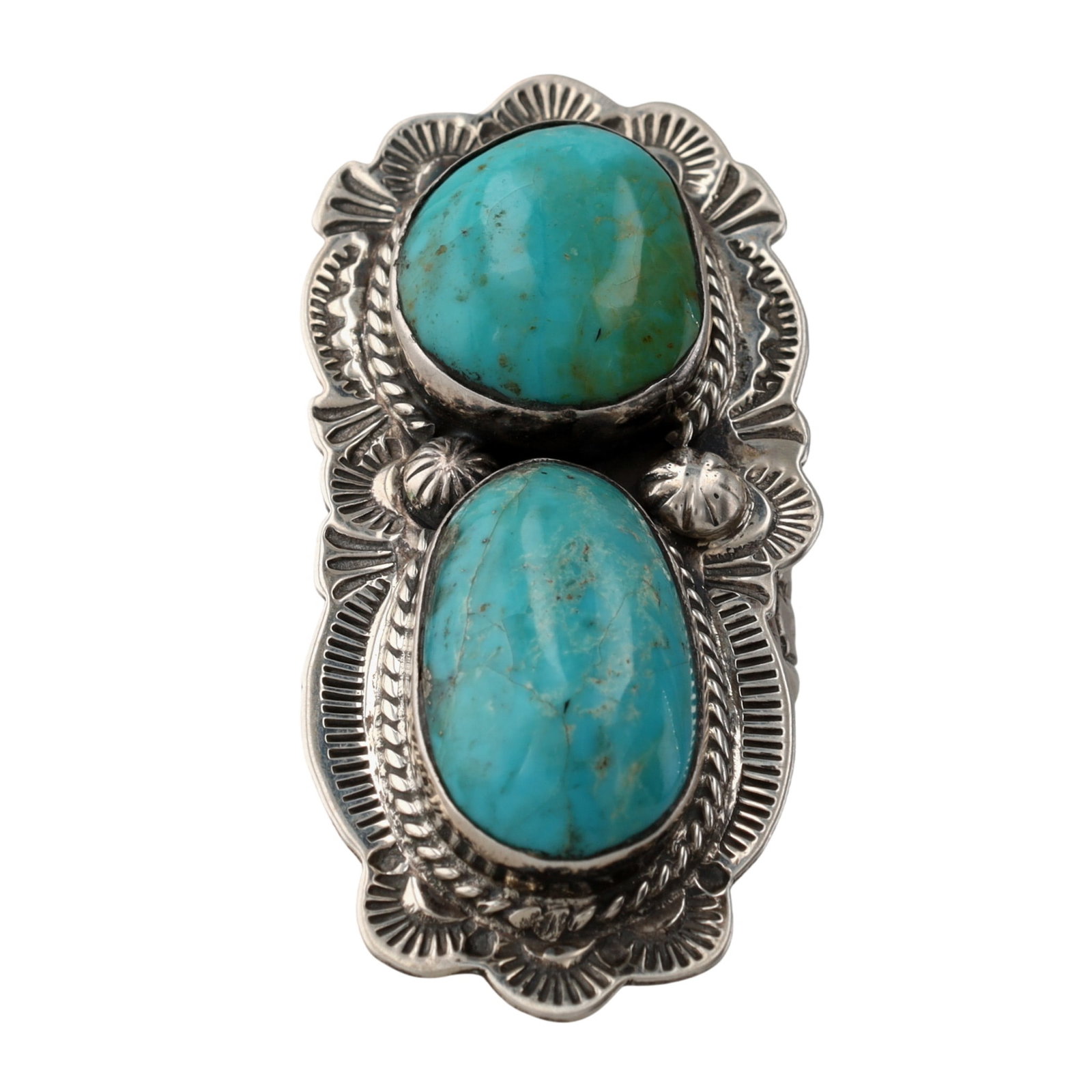 Boyd Ashley Navajo Sterling Kingman Turquoise Ring Sz 13: Boyd Ashley Navajo Sterling Kingman Turquoise Ring Sz 13, 26g-Cracks in stone, as shown in photo