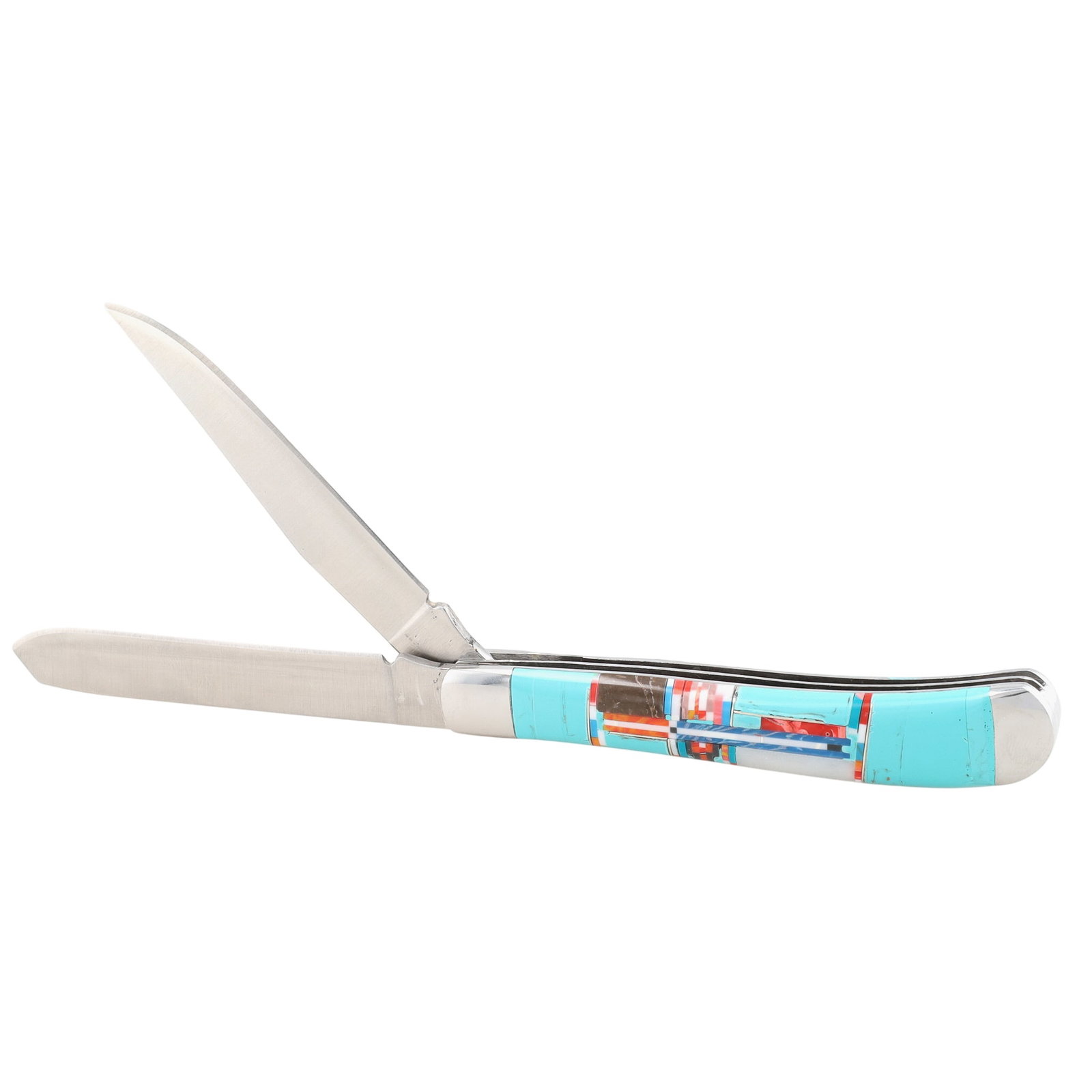 Southwestern Multi-Stone Inlay Folding Knife (1 of 6)