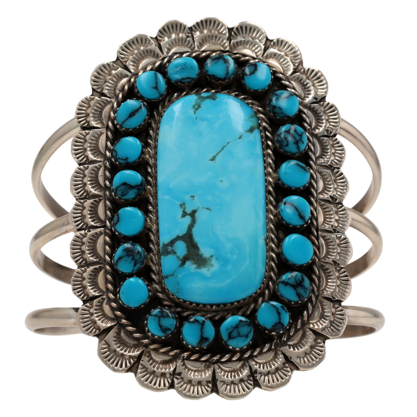 Larry Etsitty Navajo Sterling Turquoise Cuff Bracelet (1 of 7)