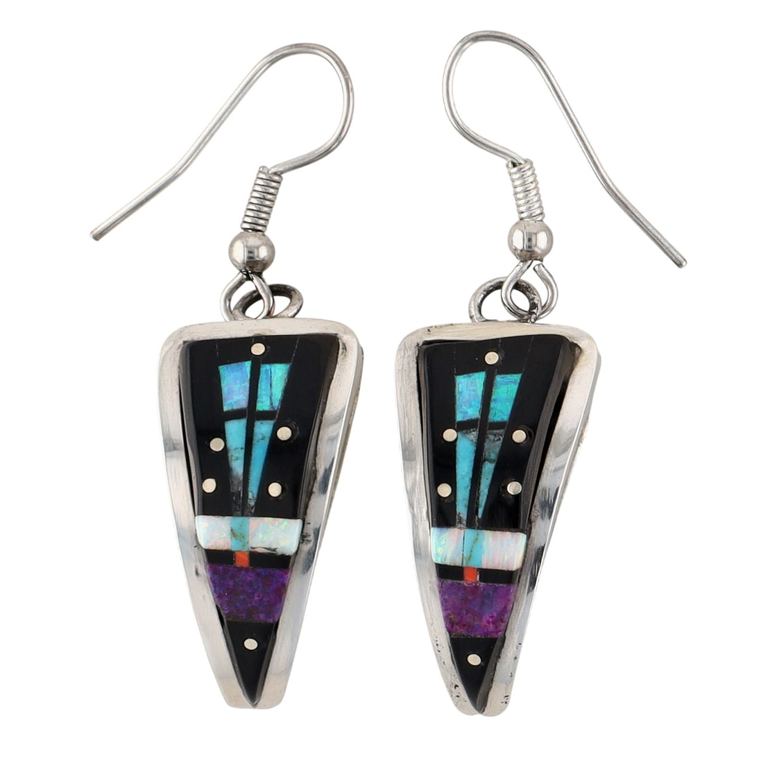 Gilbert Smith Navajo Sterling Multi-Stone Inlay Earrings (1 of 5)