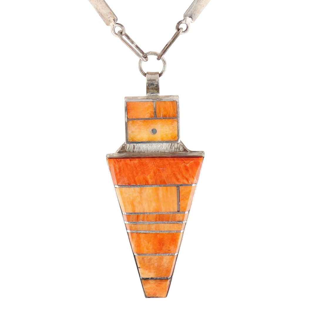 Harold Smith Navajo Sterling Spiny Oyster Yei Inlay Necklace (1 of 7)