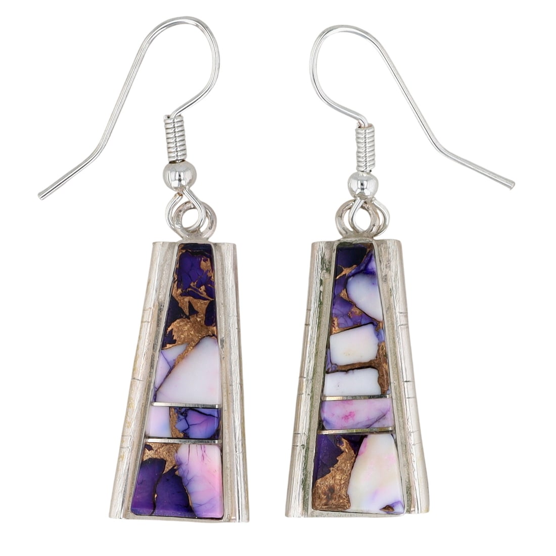 Steve Francisco Navajo Sterling Violet Rose Inlay Earrings (1 of 4)