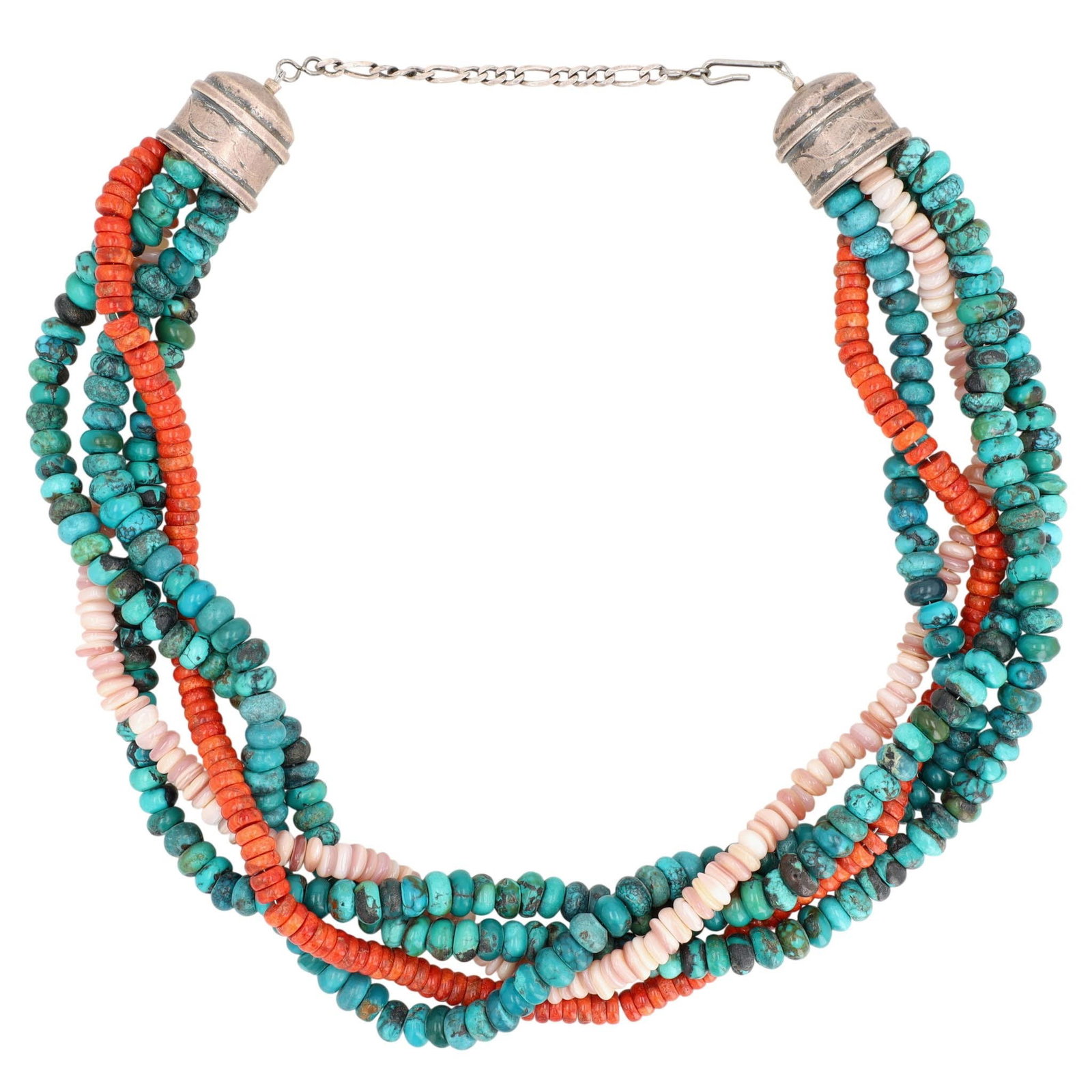 Betty Bitsie Navajo Sterling Multi-Stone 5-Strand Necklace (1 of 6)
