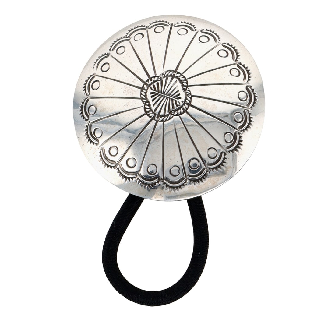 Joan Begay Navajo Plain Silver Concho Hair Tie: Joan Begay Navajo Plain Sterling Silver Concho Hair Tie 9.5g