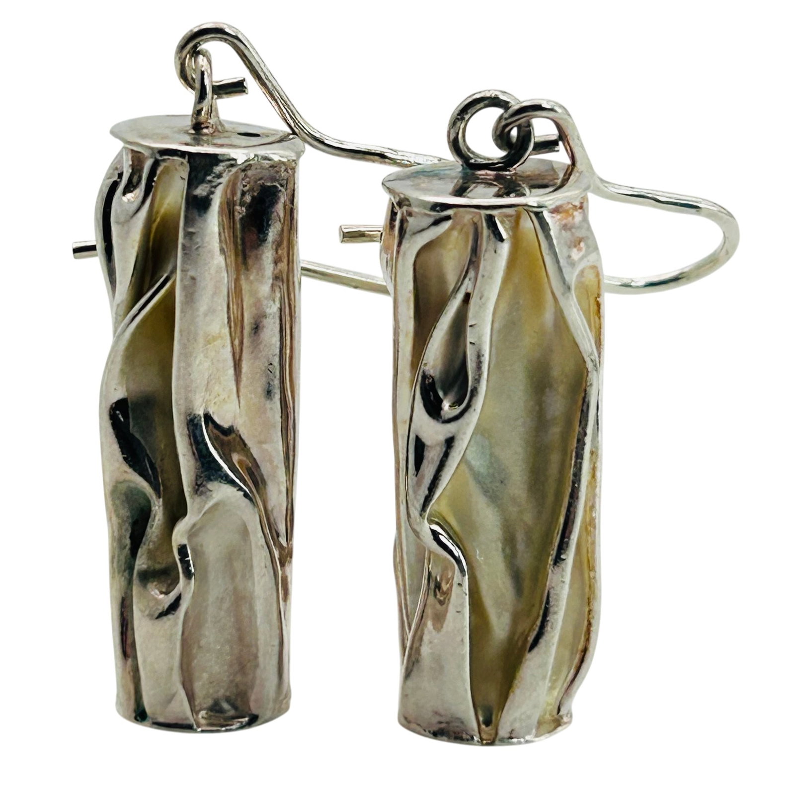Sterling Modern Design Hook Back Earrings: Sterling modern design hook back earrings. 7.0g