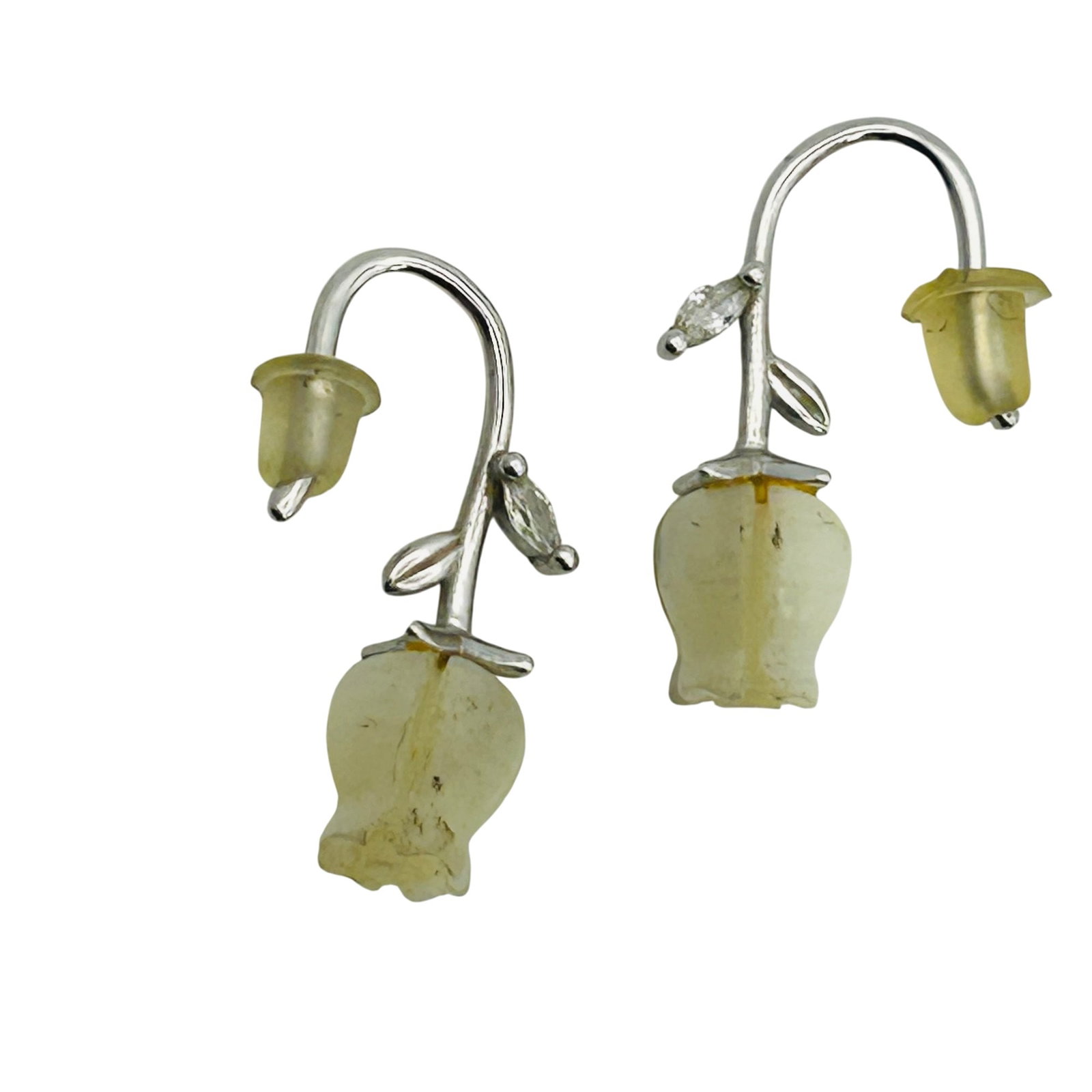 Sterling Carved Rose Hook Back Earrings: Sterling carved rose hook back earrings. 1.5g