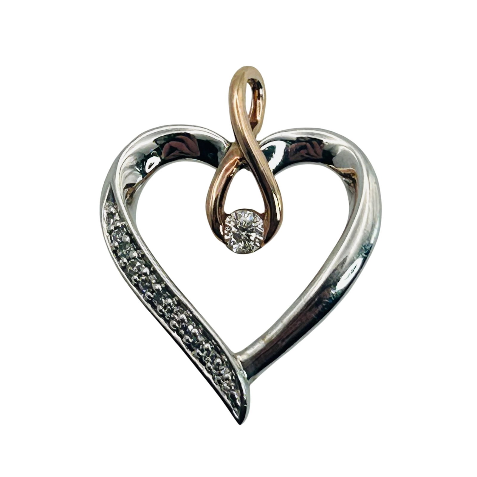 Radiant Love Sterling 14k Diamond Heart Pendant (1 of 4)
