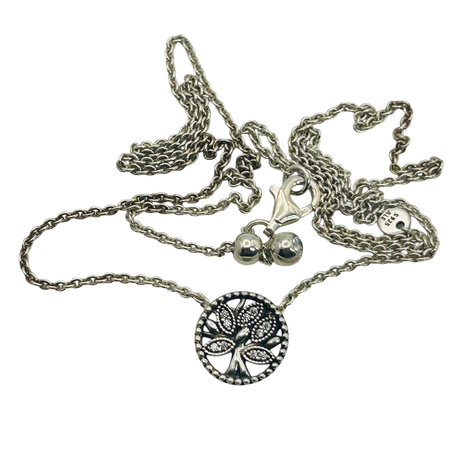 Pandora Sterling Cable Chain Tree Charm Necklace (1 of 4)