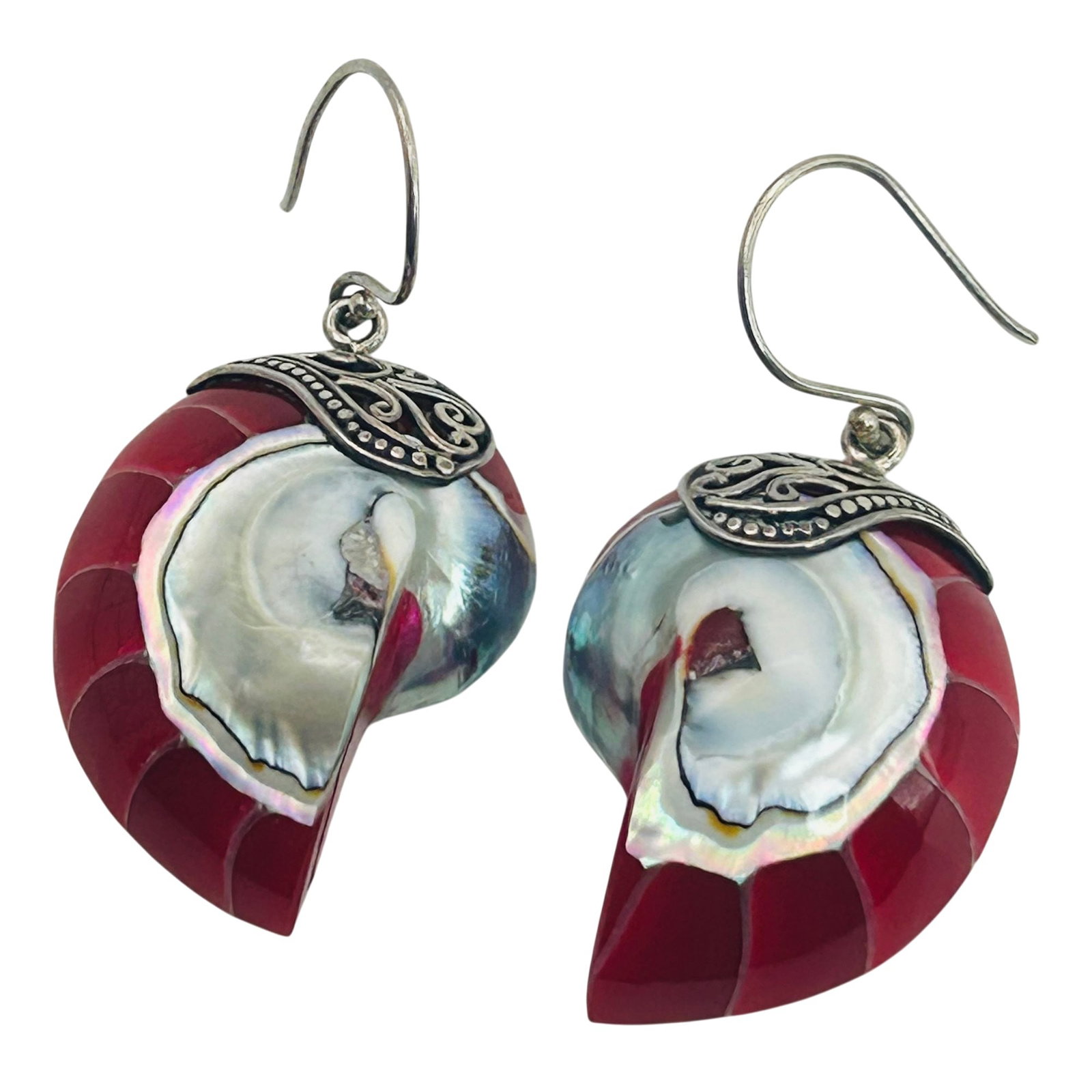 Sterling Nautilus Shell Hook Back Earrings (1 of 5)