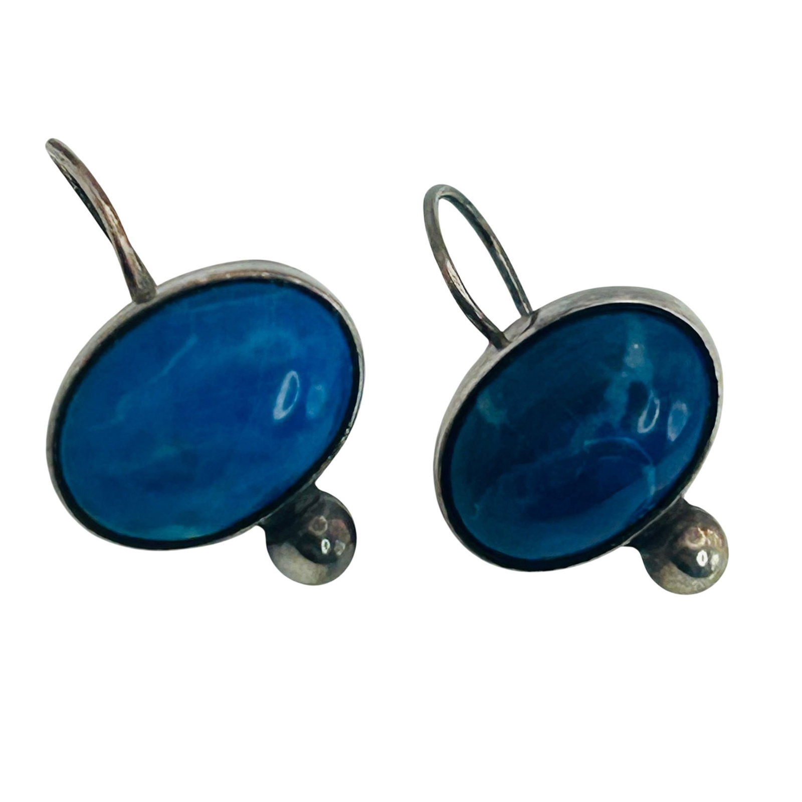 Signed Sterling Blue Gem Earrings: Signed SK Sterling blue gem earrings. 5.3g