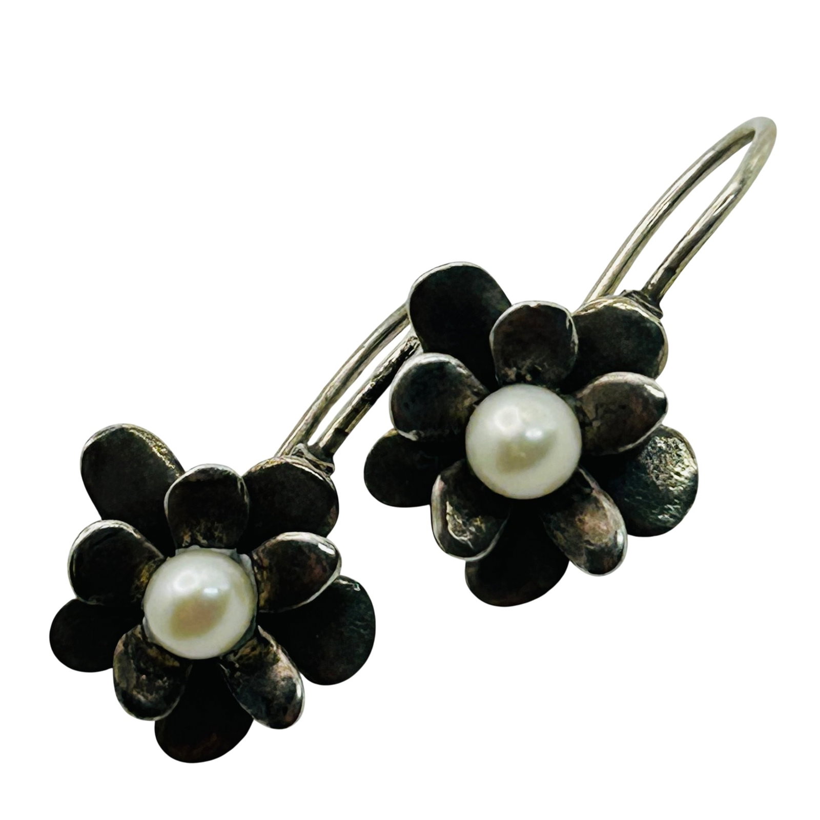 Silpada Israel Sterling Pearl Flower Earrings (1 of 4)