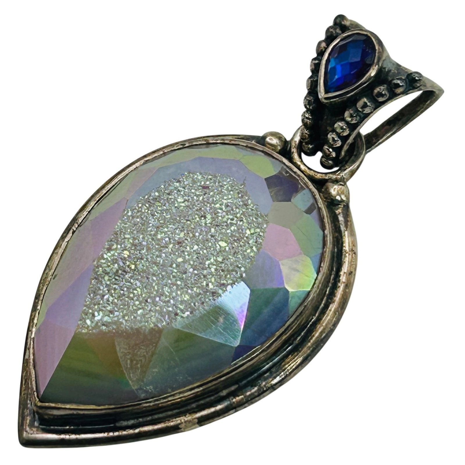 Sajen Sterling Dnuzy Agate Amethyst Pendant: Sajen Sterling dnuzy agate amethyst pendant. 19.9g