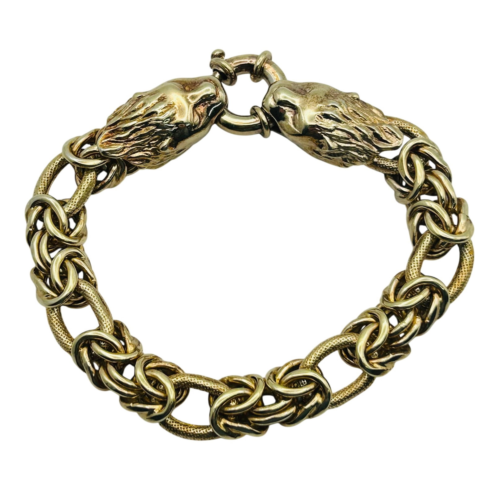 Italy Sterling Lion Head Byzantine Bracelet (1 of 7)