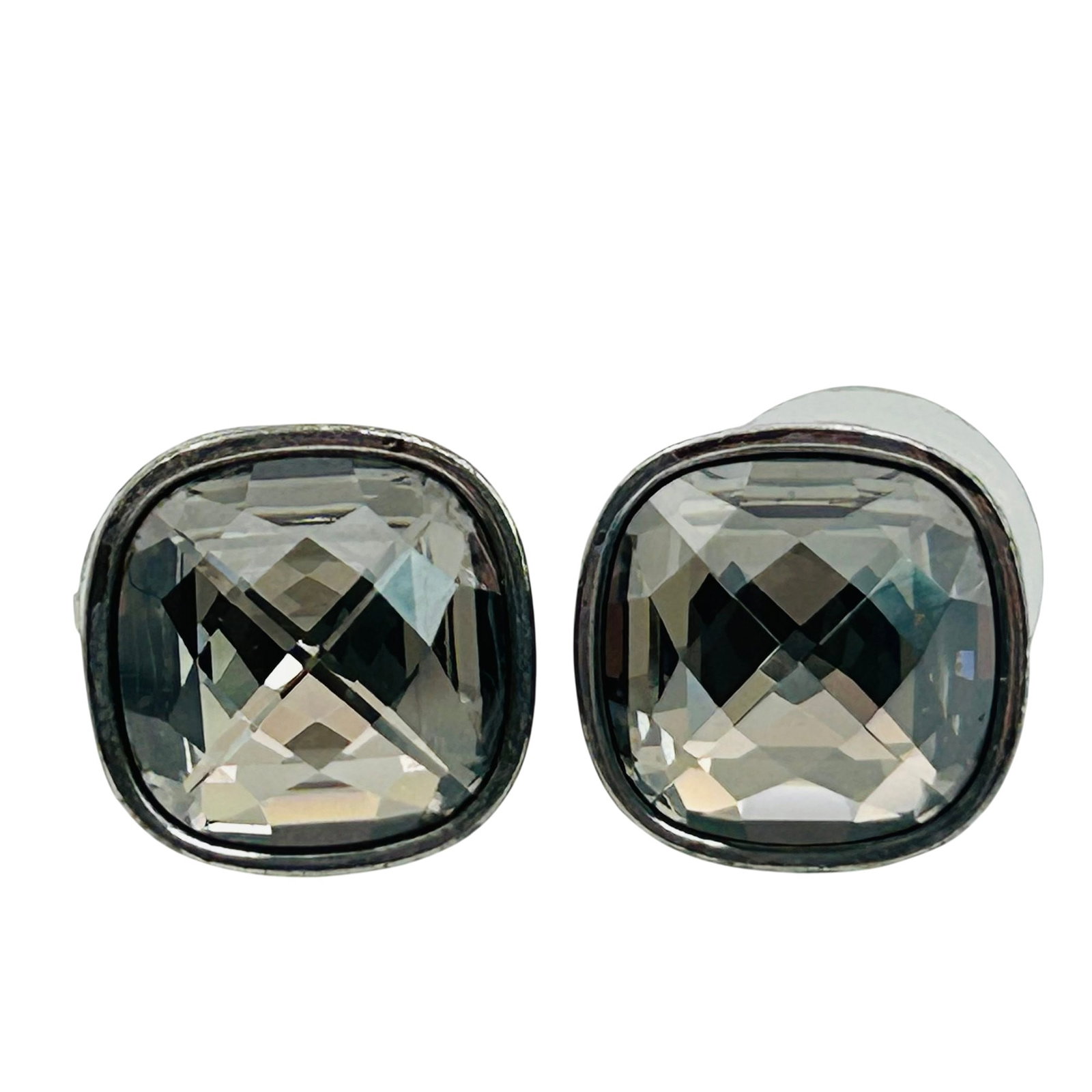 Sterling Clear Stone Stud Earrings (1 of 4)