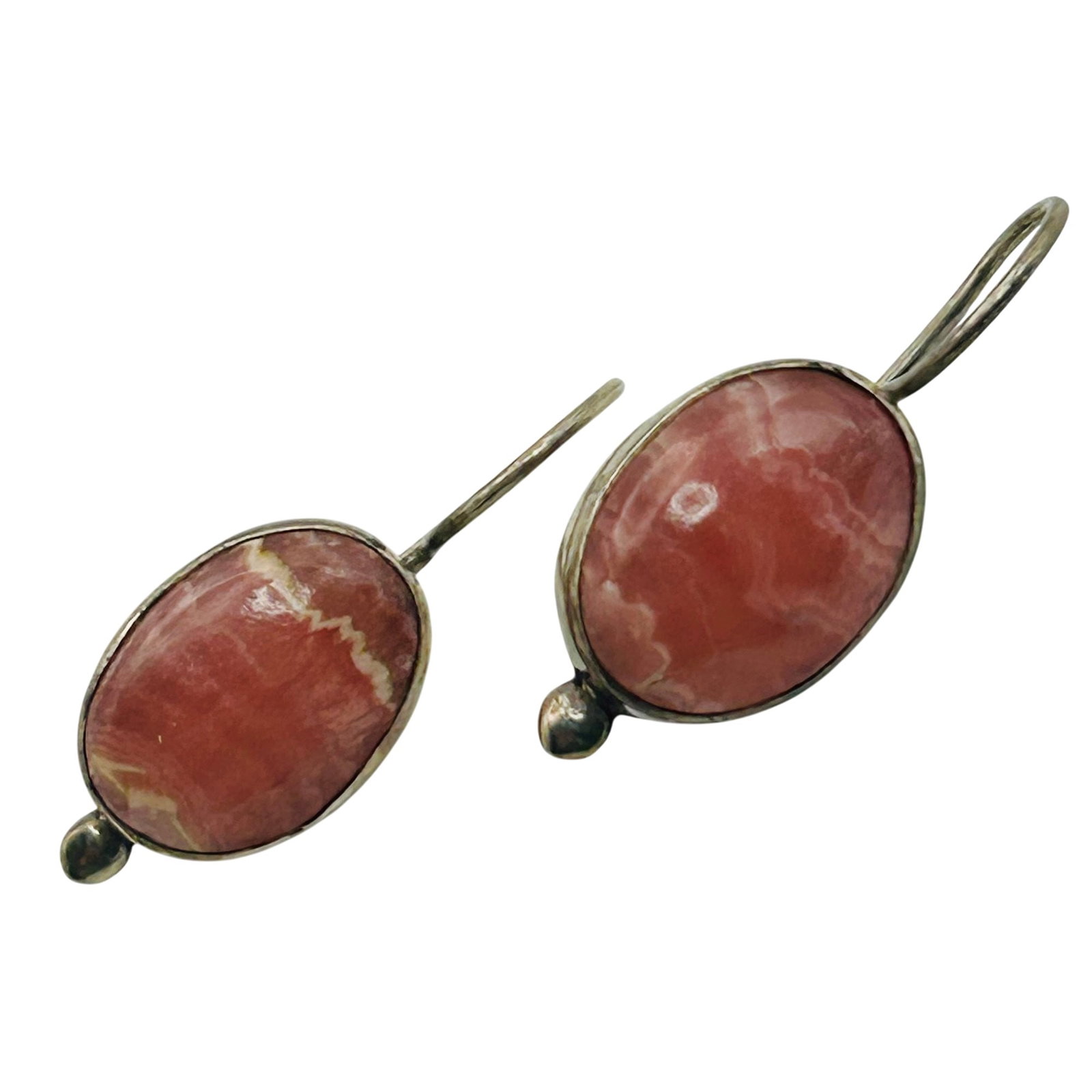 Sterling Rhodochrosite Oval Earrings: Sterling rhodochrosite oval earrings. 4.7g