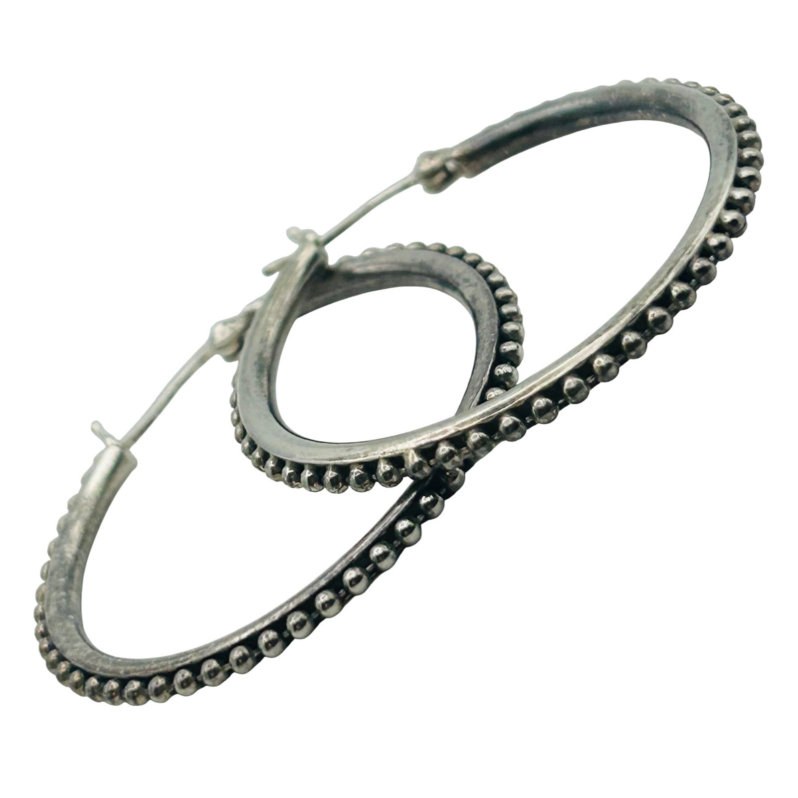 Sterling Studded Hoop Earrings: Sterling studded hoop earrings. 5.7g