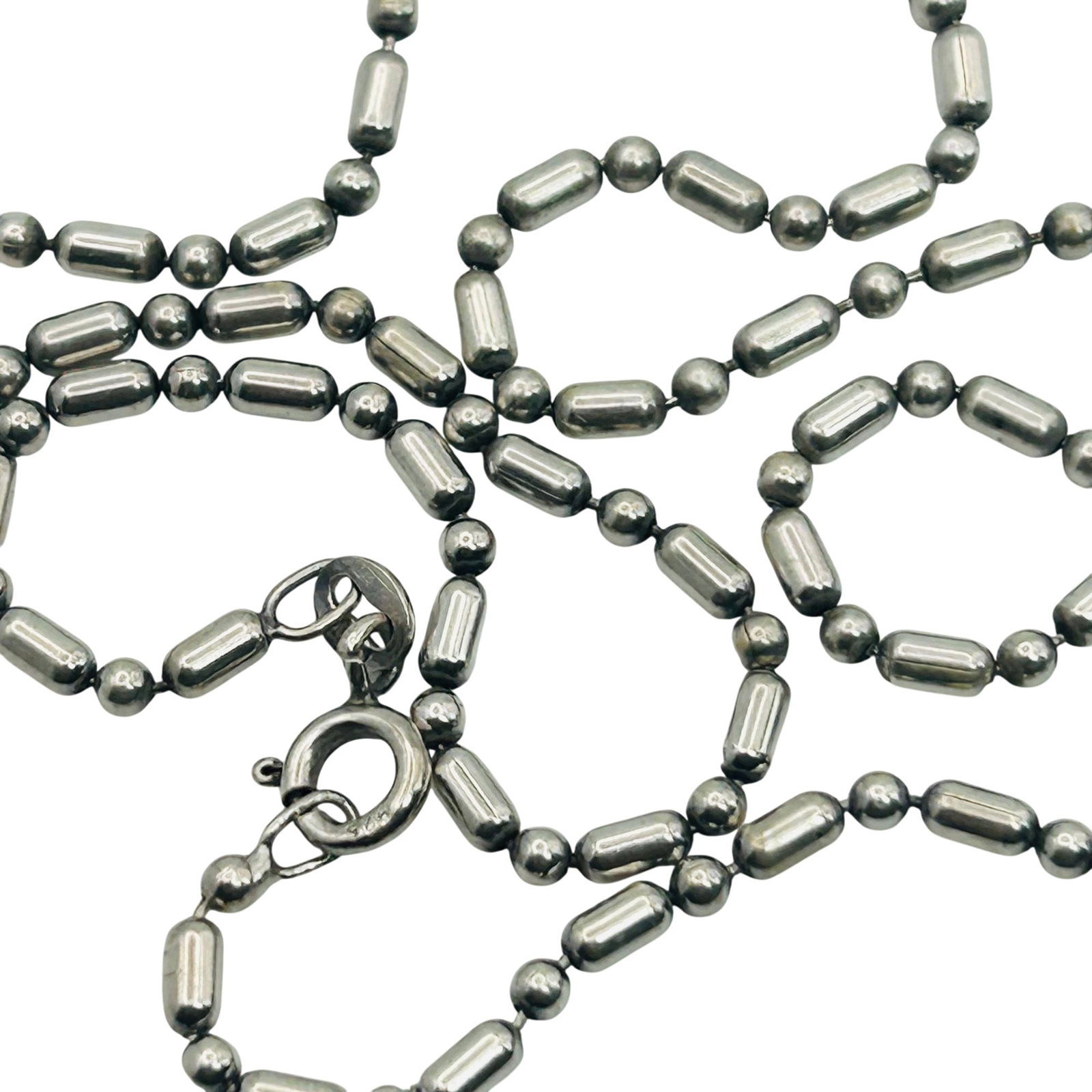 Italy 620AR Sterling Bead Chain Necklace: Italy 620AR sterling bead chain necklace. 8.3g