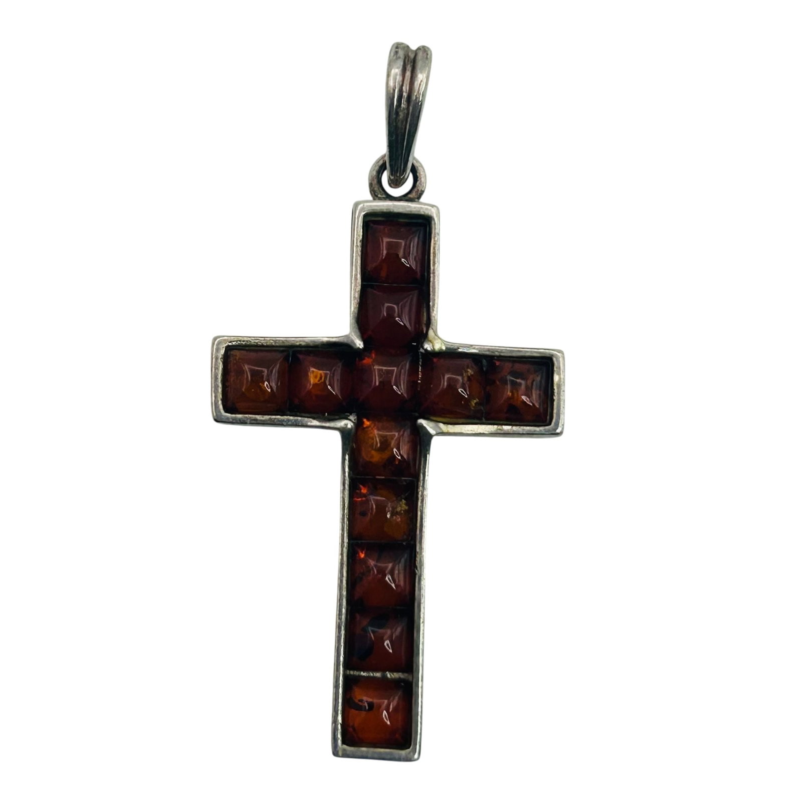Sterling Amber Cross Pendant (1 of 4)